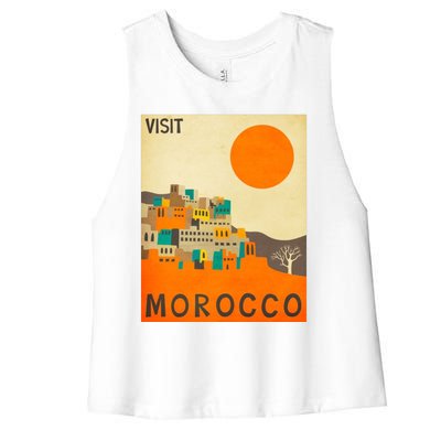 Vintage Retro Morocco Poster Women's Racerback Cropped Tank