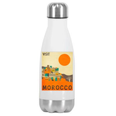 Vintage Retro Morocco Poster Stainless Steel Insulated Water Bottle