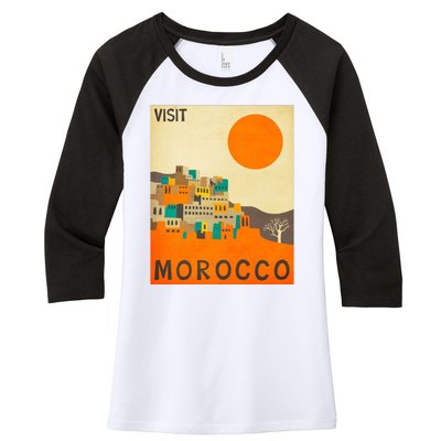 Vintage Retro Morocco Poster Women's Tri-Blend 3/4-Sleeve Raglan Shirt