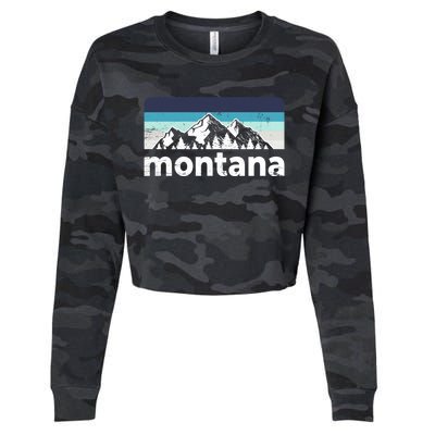 Vintage Retro Montana Mountain Adventure Outdoor Big Sky Funny Gift Cropped Pullover Crew