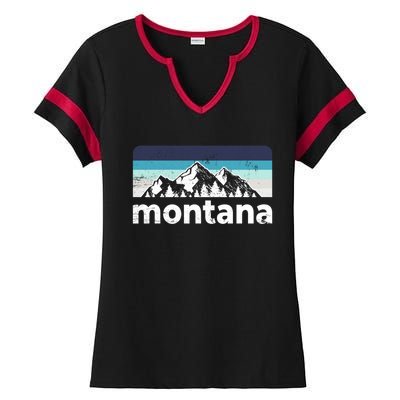 Vintage Retro Montana Mountain Adventure Outdoor Big Sky Funny Gift Ladies Halftime Notch Neck Tee