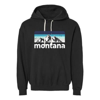 Vintage Retro Montana Mountain Adventure Outdoor Big Sky Funny Gift Garment-Dyed Fleece Hoodie