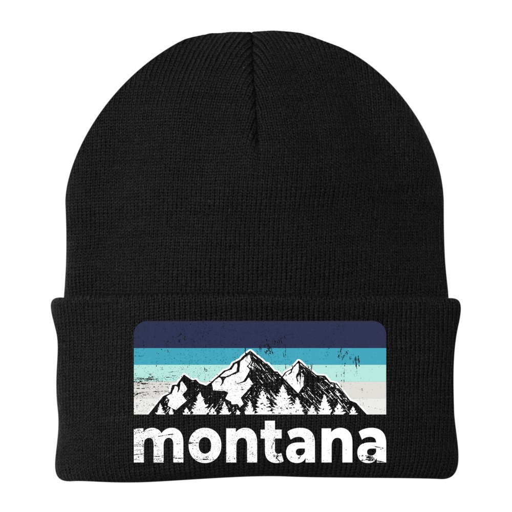 Vintage Retro Montana Mountain Adventure Outdoor Big Sky Funny Gift Beanie