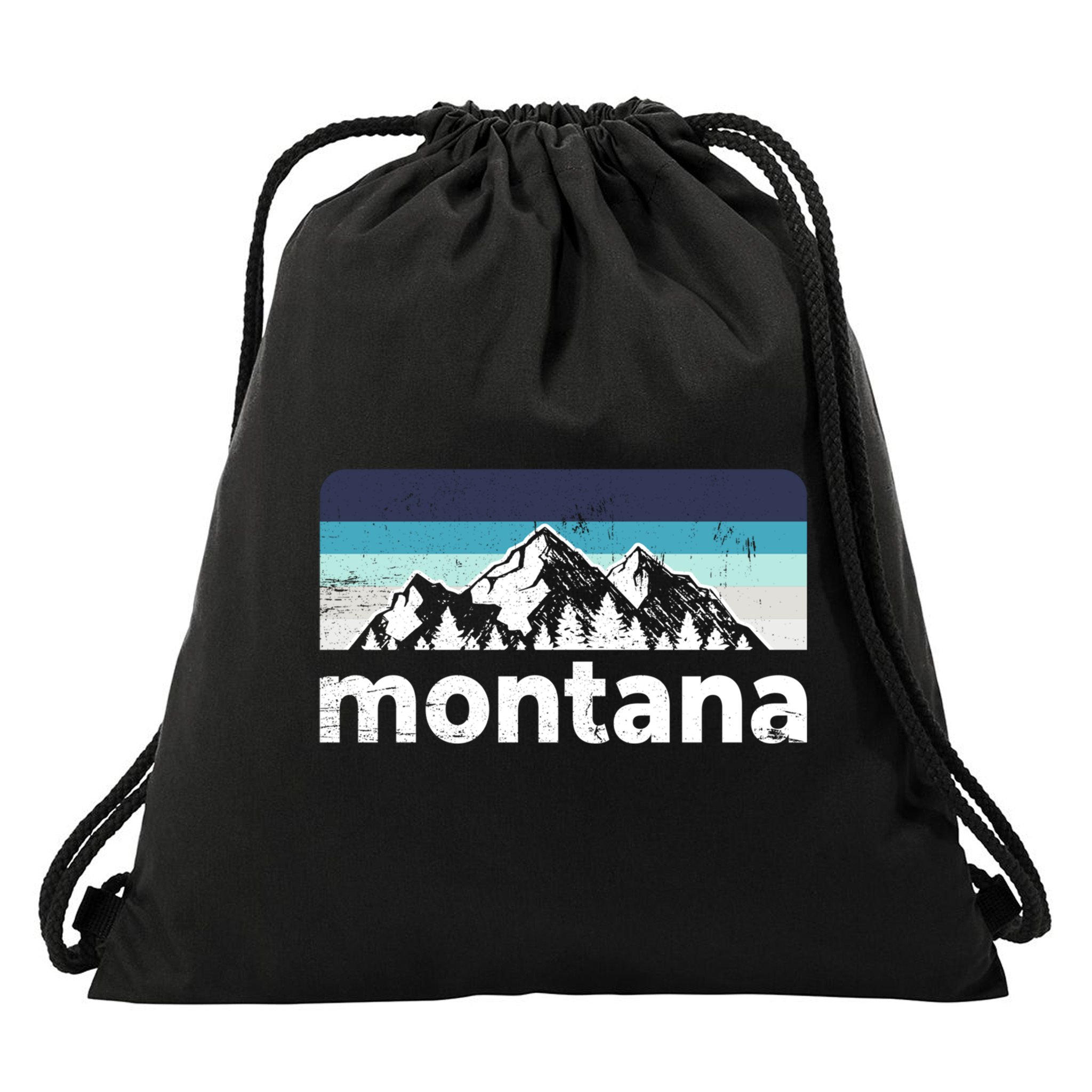 Vintage Retro Montana Mountain Adventure Outdoor Big Sky Funny Gift Drawstring Bag