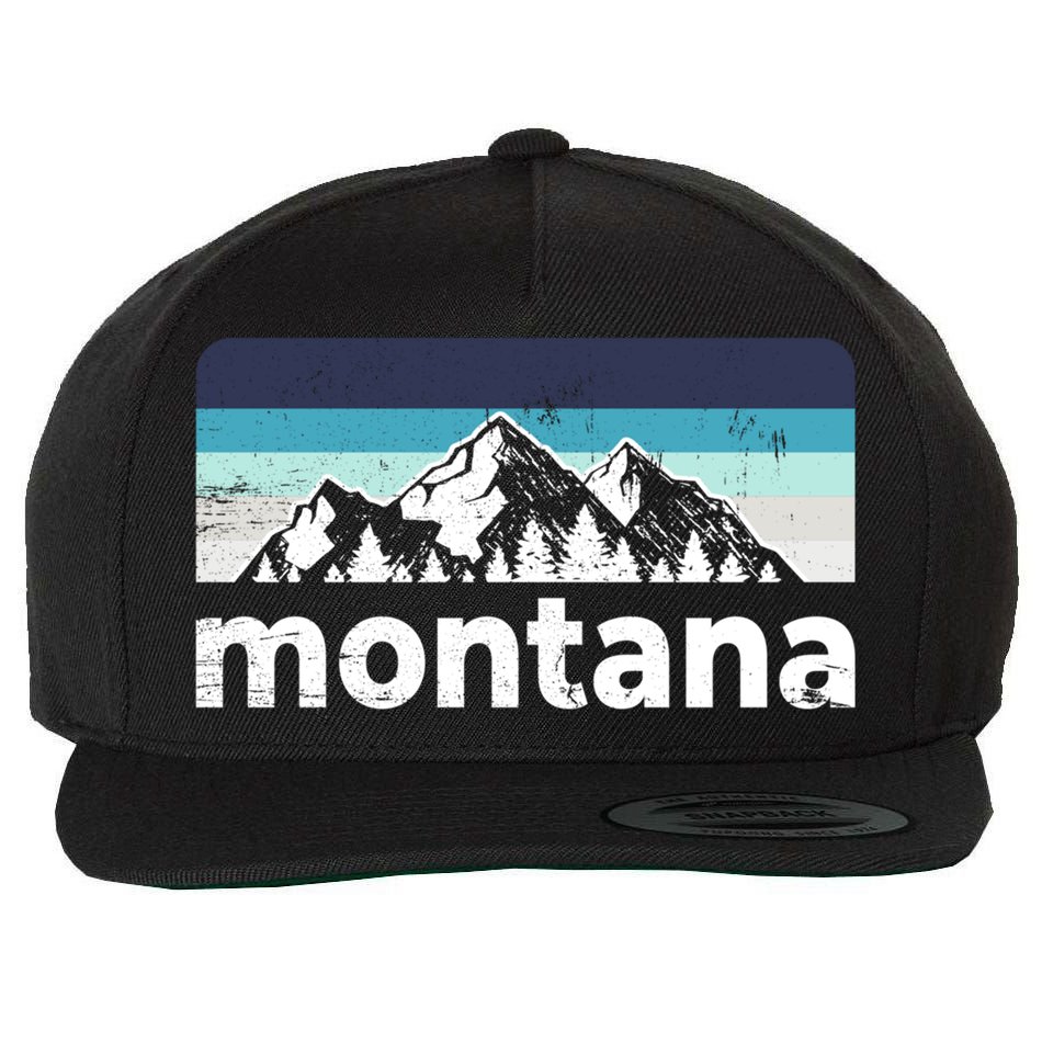 Vintage Retro Montana Mountain Adventure Outdoor Big Sky Funny Gift Wool Snapback Cap