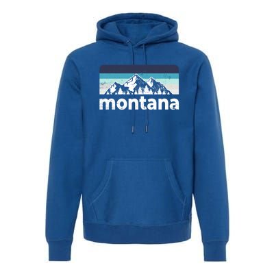 Vintage Retro Montana Mountain Adventure Outdoor Big Sky Funny Gift Premium Hoodie