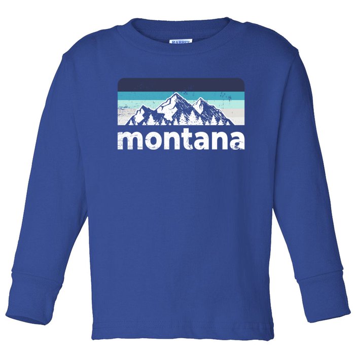 Vintage Retro Montana Mountain Adventure Outdoor Big Sky Funny Gift Toddler Long Sleeve Shirt