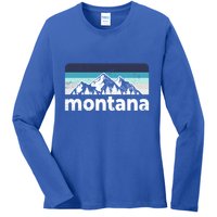 Vintage Retro Montana Mountain Adventure Outdoor Big Sky Funny Gift Ladies Long Sleeve Shirt