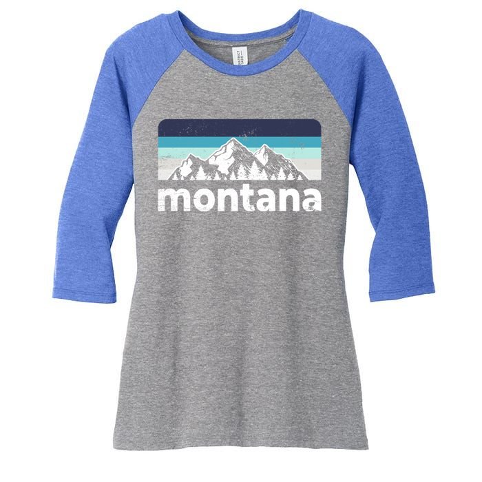 Vintage Retro Montana Mountain Adventure Outdoor Big Sky Funny Gift Women's Tri-Blend 3/4-Sleeve Raglan Shirt