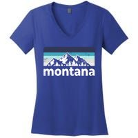 Vintage Retro Montana Mountain Adventure Outdoor Big Sky Funny Gift Women's V-Neck T-Shirt