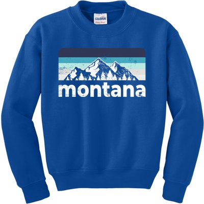 Vintage Retro Montana Mountain Adventure Outdoor Big Sky Funny Gift Kids Sweatshirt