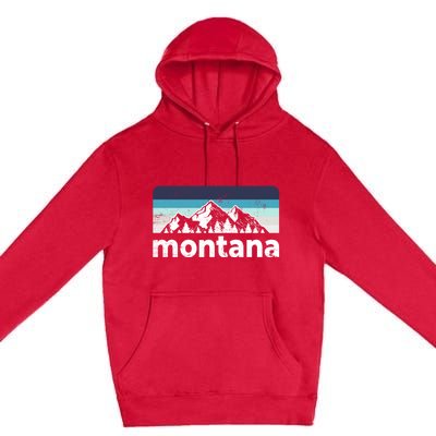 Vintage Retro Montana Mountain Adventure Outdoor Big Sky Funny Gift Premium Pullover Hoodie