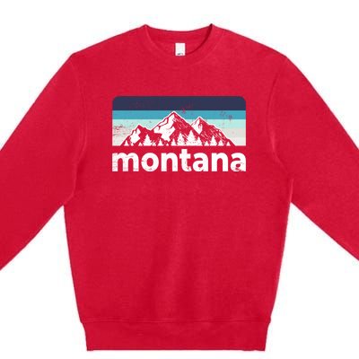 Vintage Retro Montana Mountain Adventure Outdoor Big Sky Funny Gift Premium Crewneck Sweatshirt