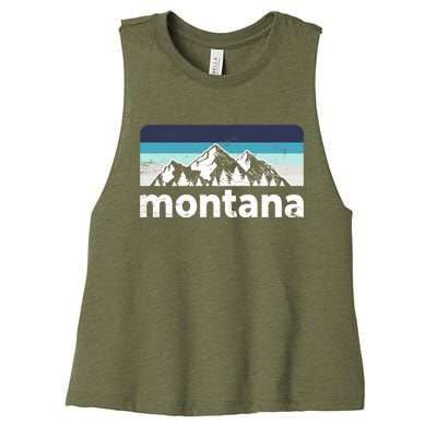 Vintage Retro Montana Mountain Adventure Outdoor Big Sky Funny Gift Women's Racerback Cropped Tank