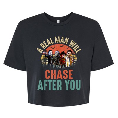 Vintage Real Man Will Chase After You Halloween Character Bella+Canvas Jersey Crop Tee