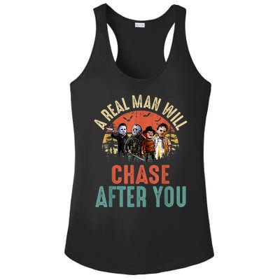 Vintage Real Man Will Chase After You Halloween Character Ladies PosiCharge Competitor Racerback Tank