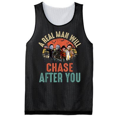 Vintage Real Man Will Chase After You Halloween Character Mesh Reversible Basketball Jersey Tank