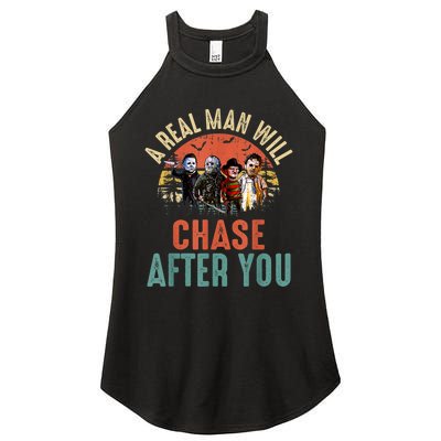 Vintage Real Man Will Chase After You Halloween Character Women's Perfect Tri Rocker Tank