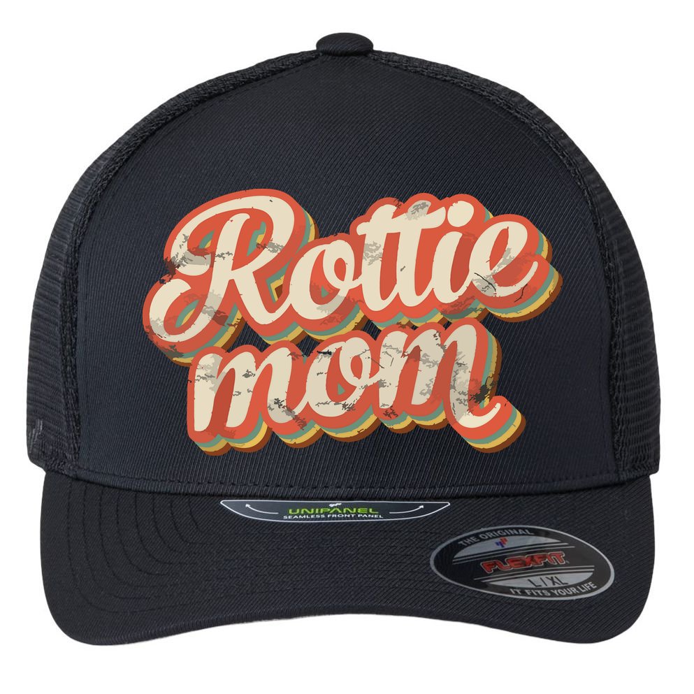 Vintage Rottweiler Mom Gift Rott Dog Lover Pet Rottie Mama Flexfit Unipanel Trucker Cap