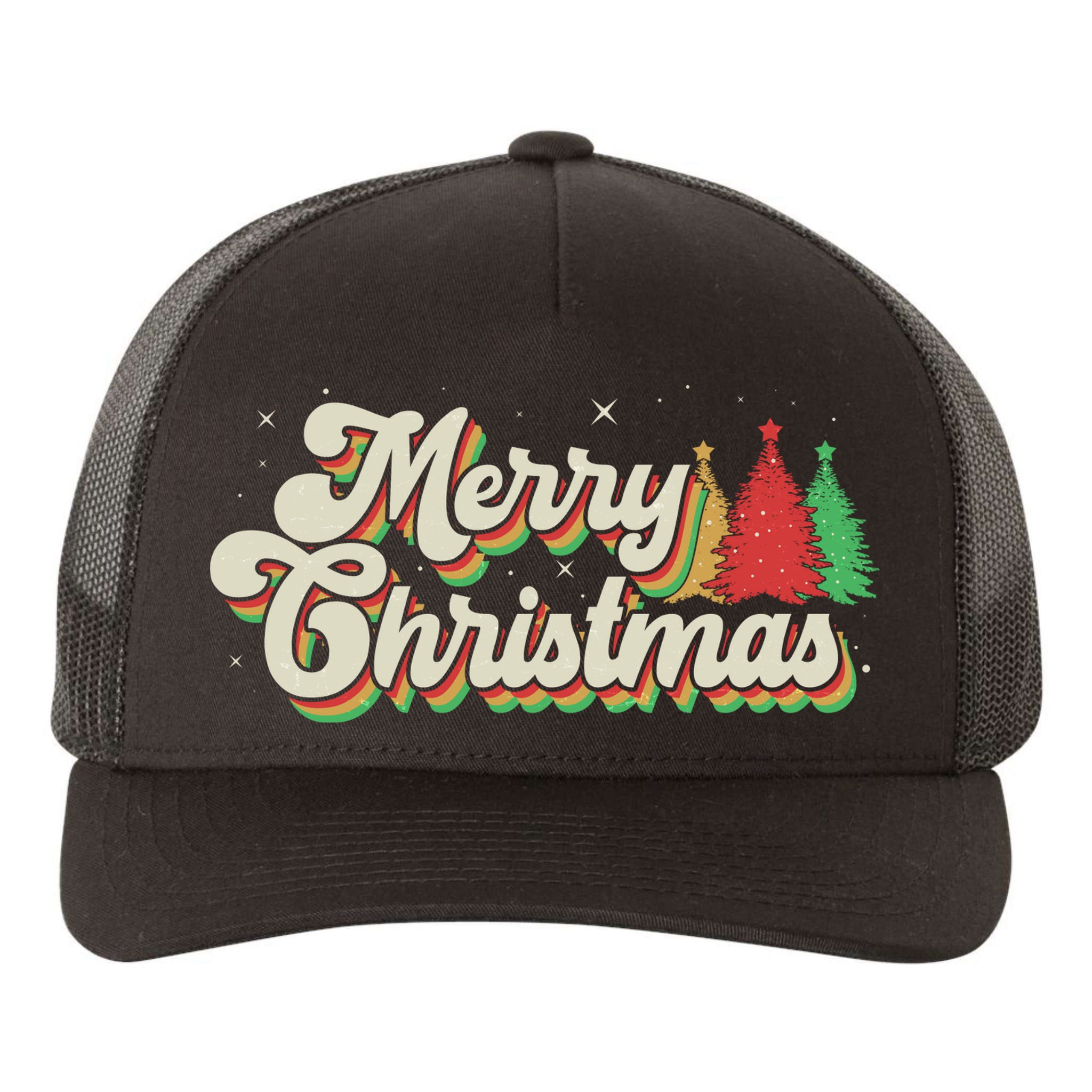 Vintage Retro Merry Christmas Yupoong Adult 5-Panel Trucker Hat