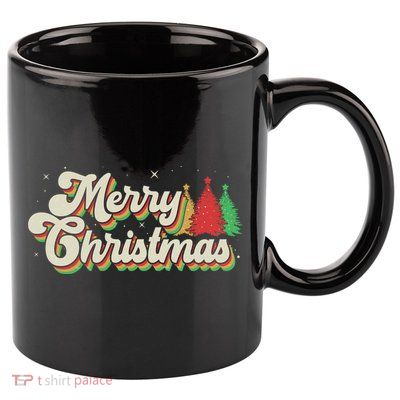 Vintage Retro Merry Christmas 11oz C Handle Ceramic Mug