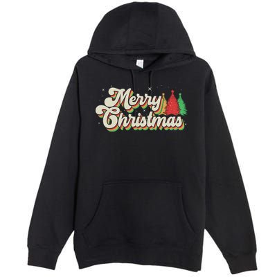 Vintage Retro Merry Christmas Premium Pullover Hoodie
