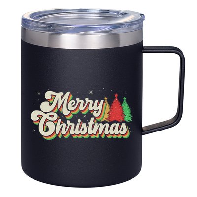 Vintage Retro Merry Christmas 12oz Stainless Steel Coffee Mug