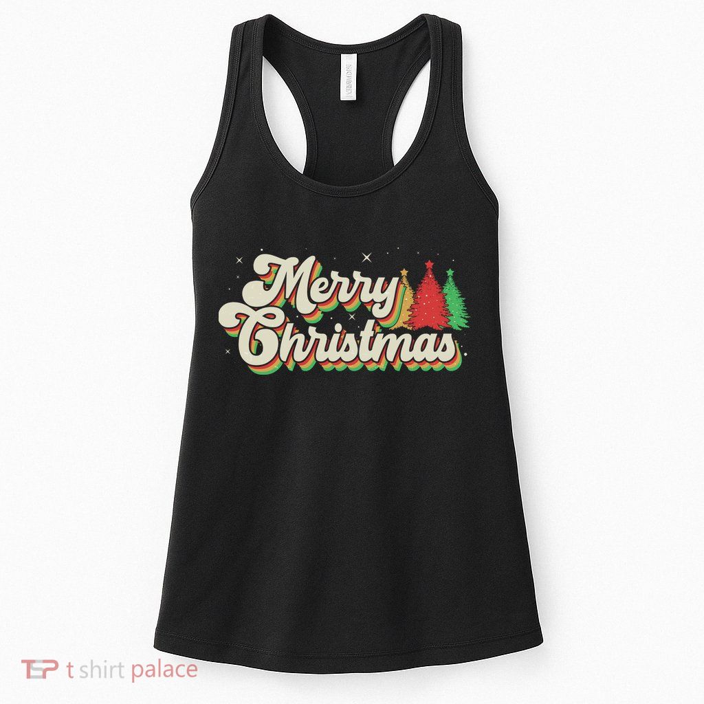 Vintage Retro Merry Christmas Womens Tank Top