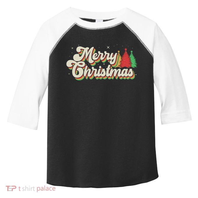 Vintage Retro Merry Christmas Toddler Fine Jersey T-Shirt