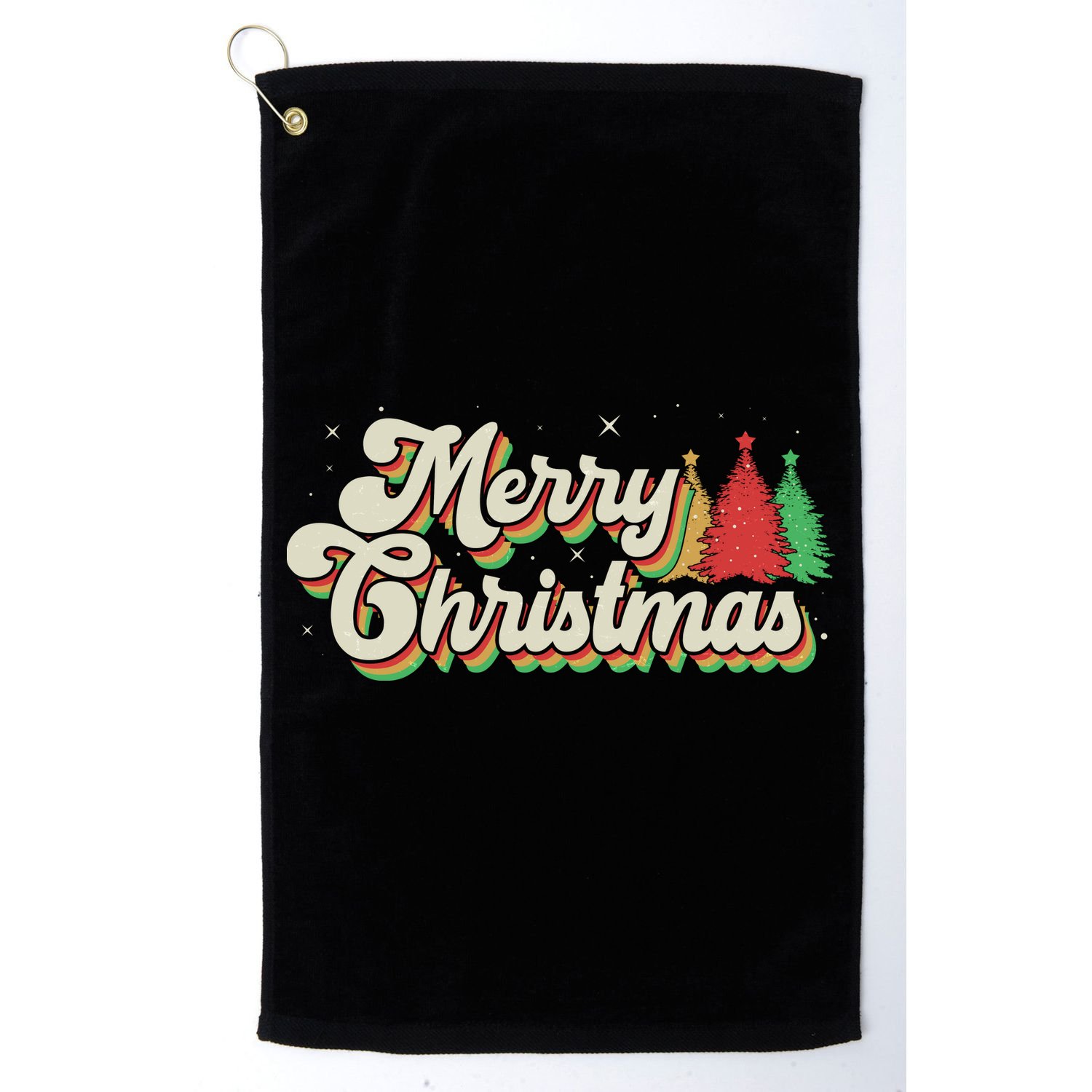 Vintage Retro Merry Christmas Golf Towel