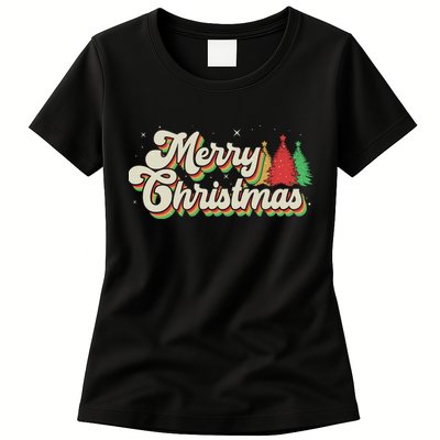 Vintage Retro Merry Christmas Womens T-Shirt