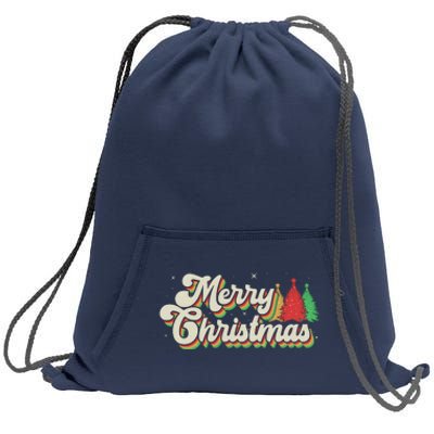 Vintage Retro Merry Christmas Sweatshirt Cinch Pack Bag