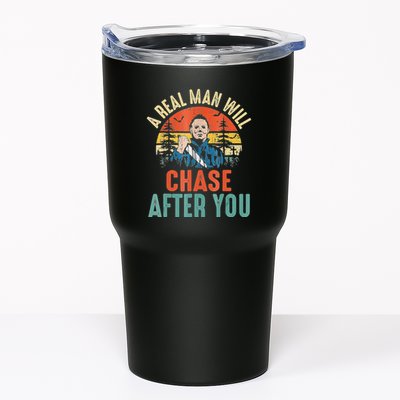 Vintage Real Man Will Chase After You Halloween Characters Tumbler