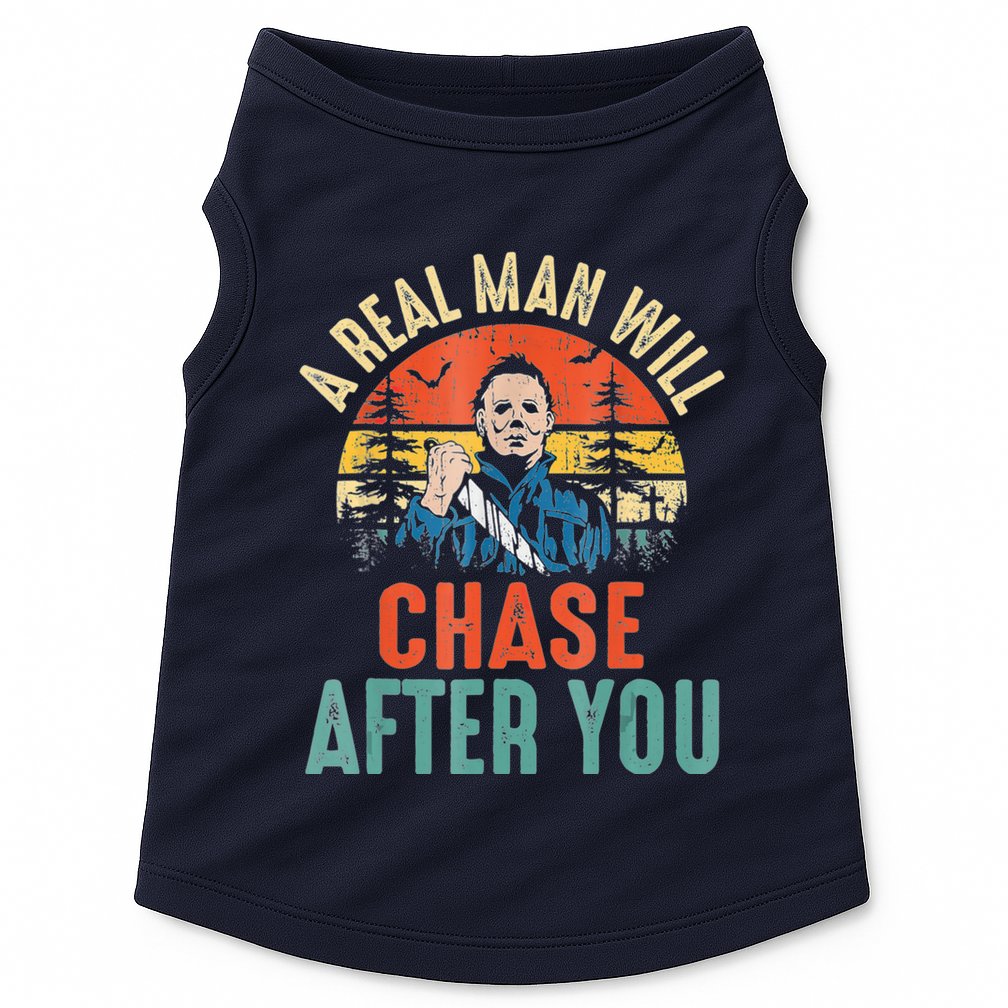 Vintage Real Man Will Chase After You Halloween Characters Doggie Tank
