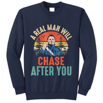 Vintage Real Man Will Chase After You Halloween Characters Sweatshirt