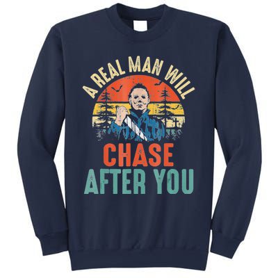 Vintage Real Man Will Chase After You Halloween Characters Sweatshirt