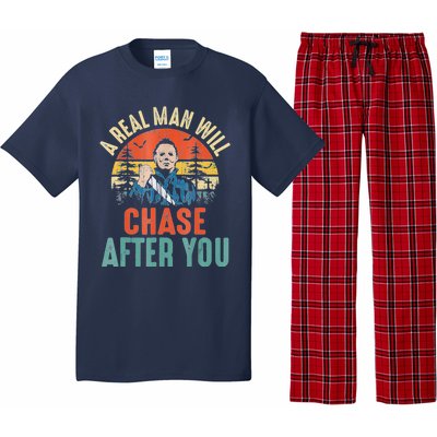 Vintage Real Man Will Chase After You Halloween Characters Pajama Set