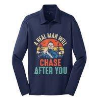 Vintage Real Man Will Chase After You Halloween Characters Silk Touch Performance Long Sleeve Polo