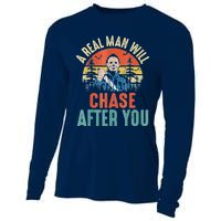 Vintage Real Man Will Chase After You Halloween Characters Cooling Performance Long Sleeve Crew