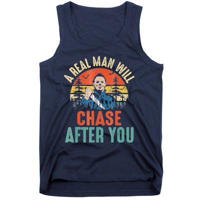 Vintage Real Man Will Chase After You Halloween Characters Tank Top