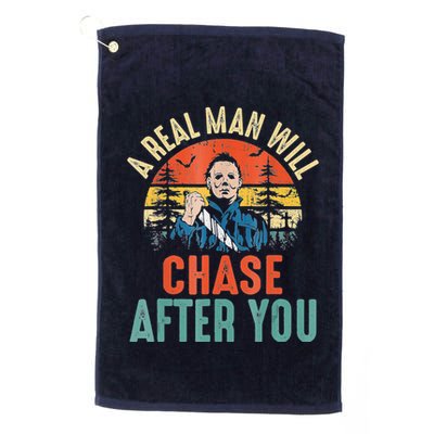 Vintage Real Man Will Chase After You Halloween Characters Golf Towel