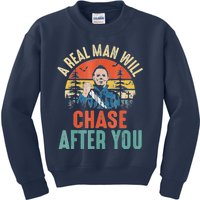 Vintage Real Man Will Chase After You Halloween Characters Kids Sweatshirt