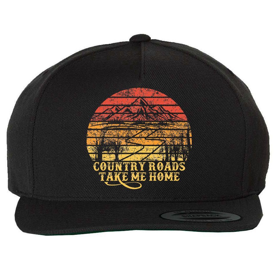 Vintage Retro Music Country Roads Take Me Home Wool Snapback Cap
