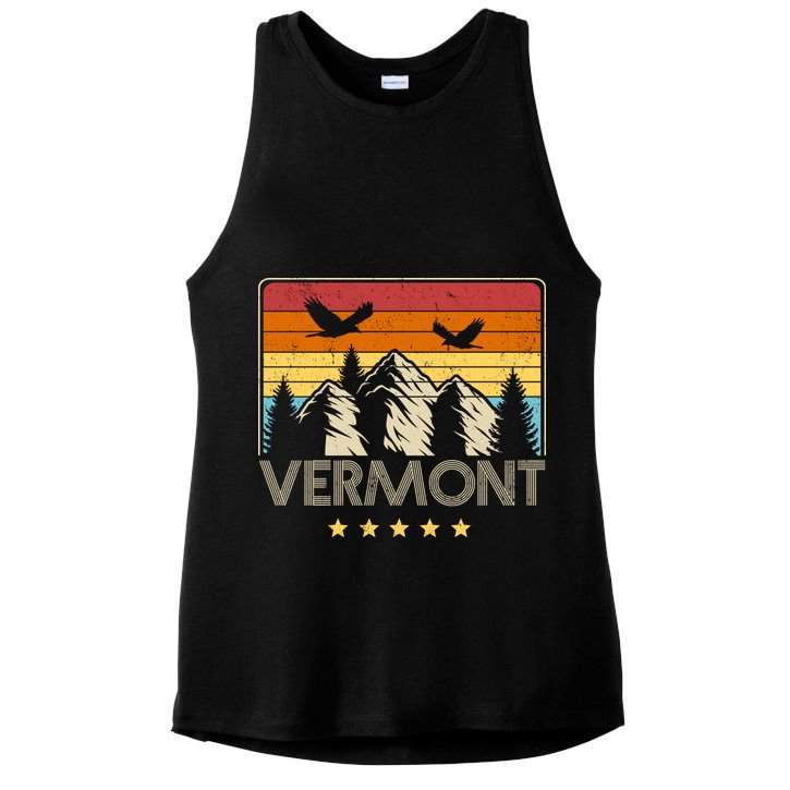 Vermont Retro Mountain Eagle Ladies PosiCharge Tri-Blend Wicking Tank