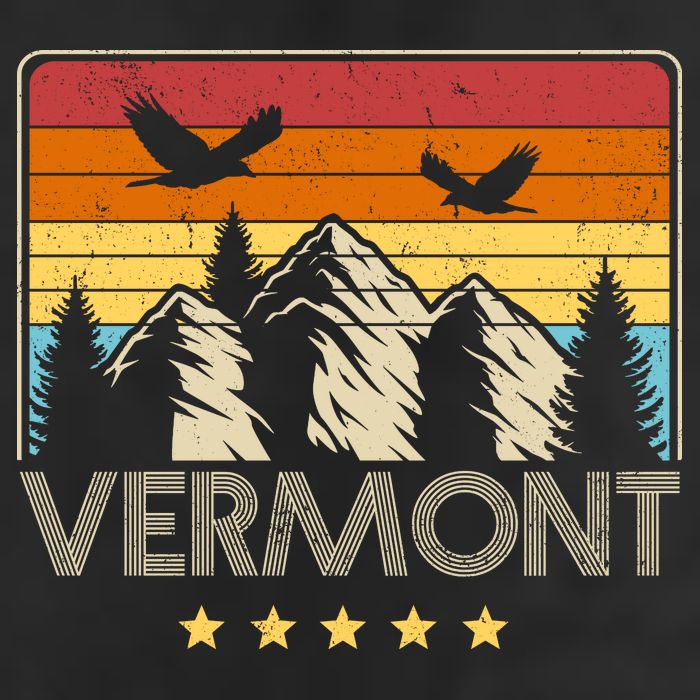 Vermont Retro Mountain Eagle 7 Panel Mesh Trucker Snapback Hat