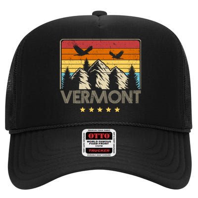 Vermont Retro Mountain Eagle High Crown Mesh Back Trucker Hat