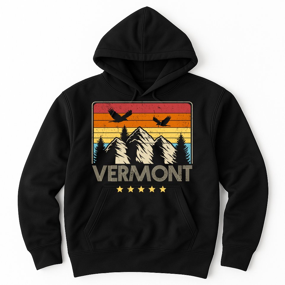 Vermont Retro Mountain Eagle Hoodie