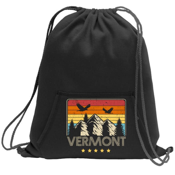 Vermont Retro Mountain Eagle Sweatshirt Cinch Pack Bag