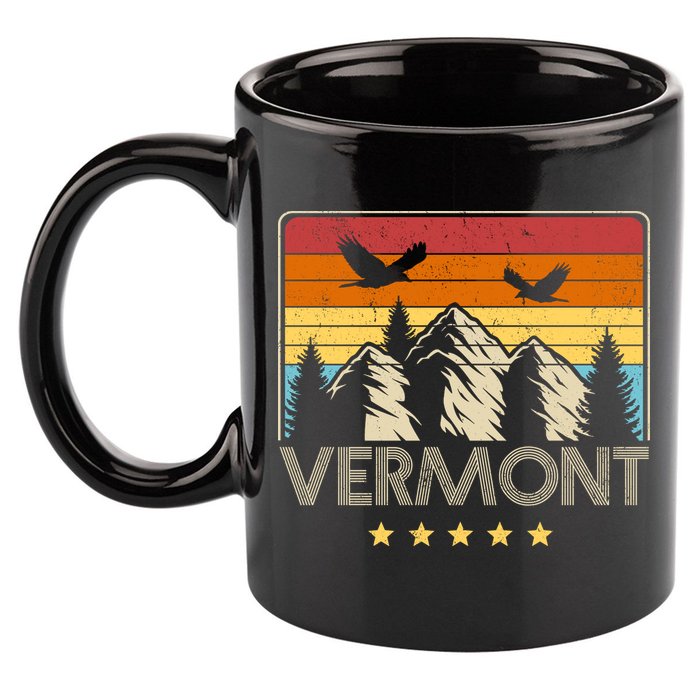 Vermont Retro Mountain Eagle 11oz C Handle Ceramic Mug