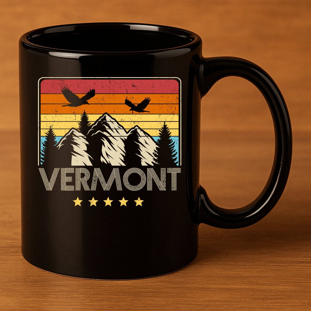 Vermont Retro Mountain Eagle 11oz C Handle Ceramic Mug